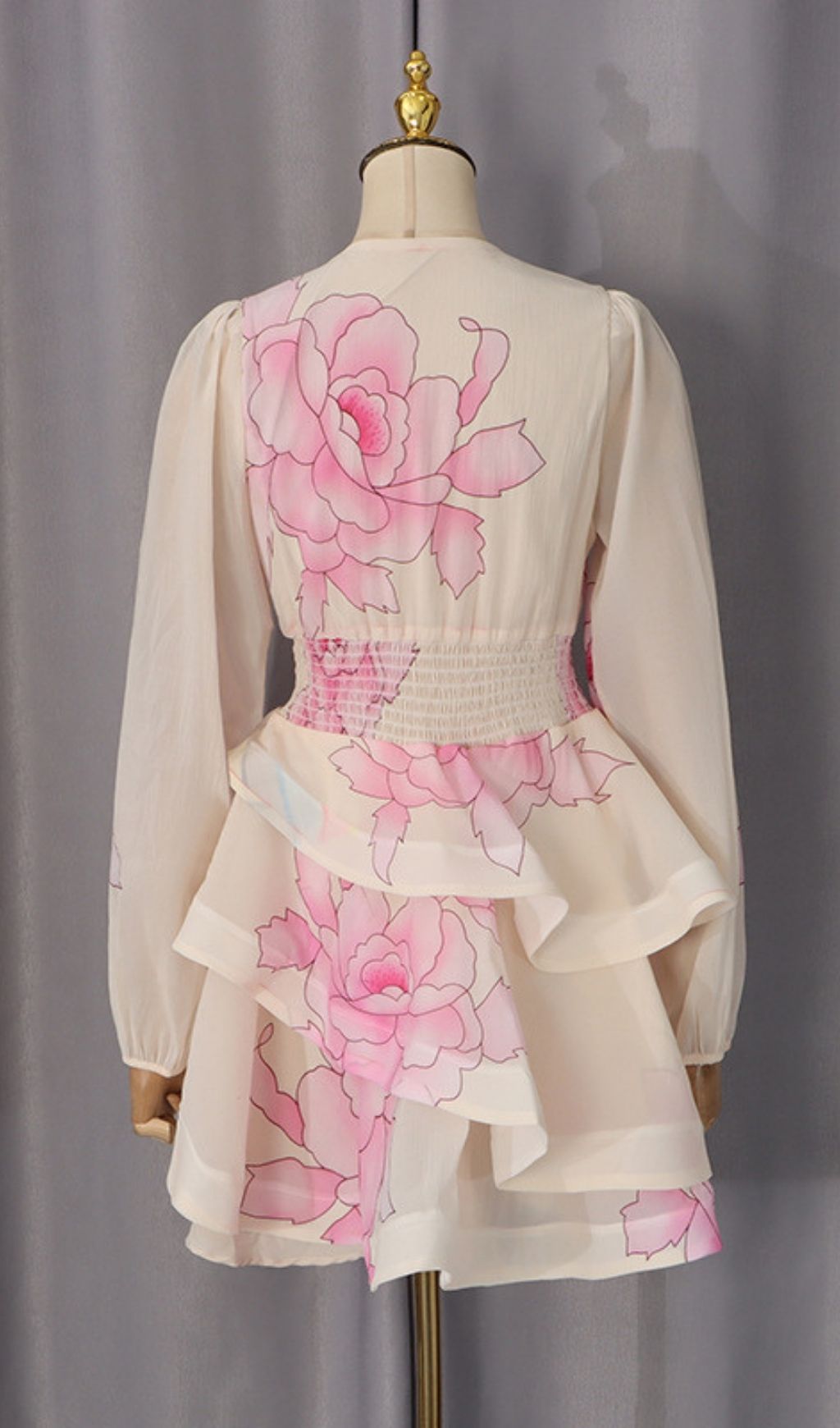 Fashionslee Women Magalie Flower Printed Long Sleeve Mini Dress