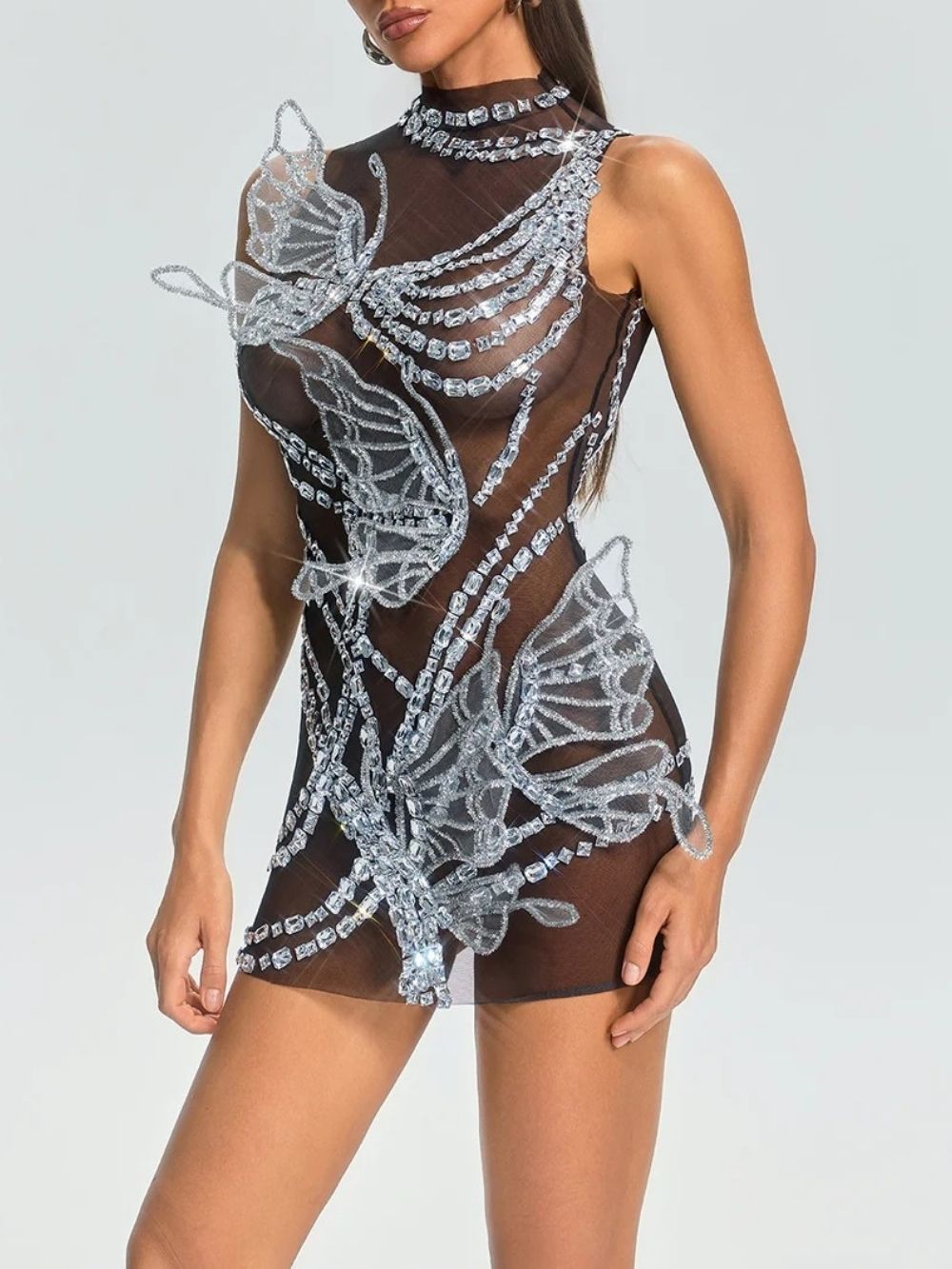 50257ef18a263be8c44bae00e48382c6 Fathia Sleeveless Crystal Butterfly Dress