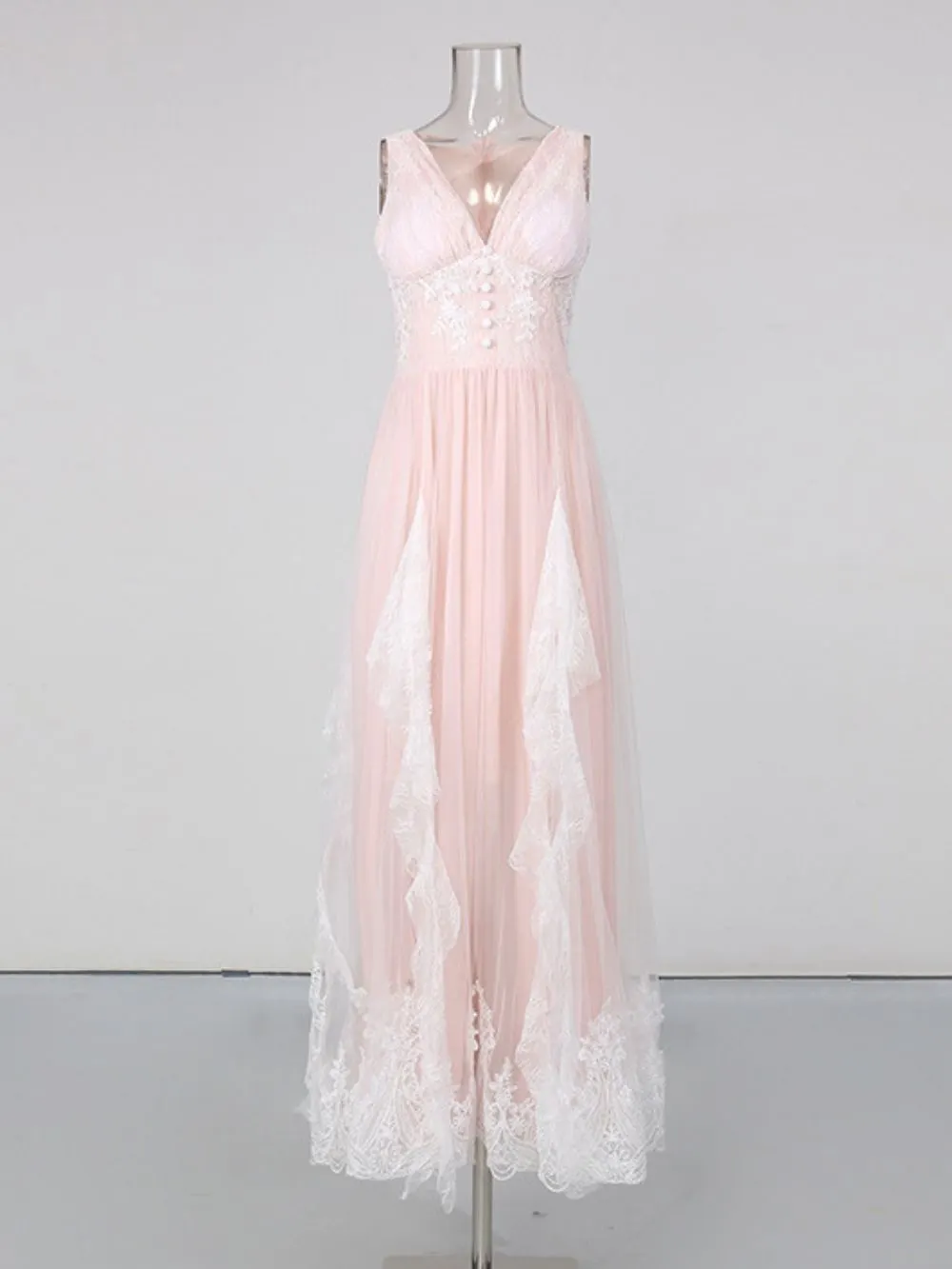 Mandara Pink Lace Maxi Dress - OWNCI Mandara Pink Lace Maxi Dress - OWNCI