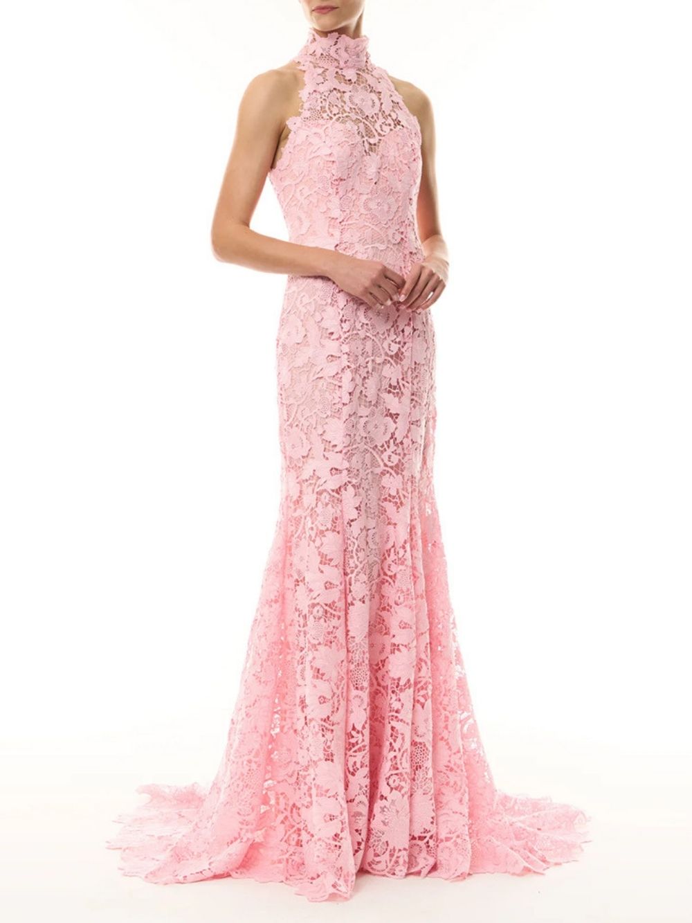 Manoush Pink Sleeveless Lace Maxi Dress