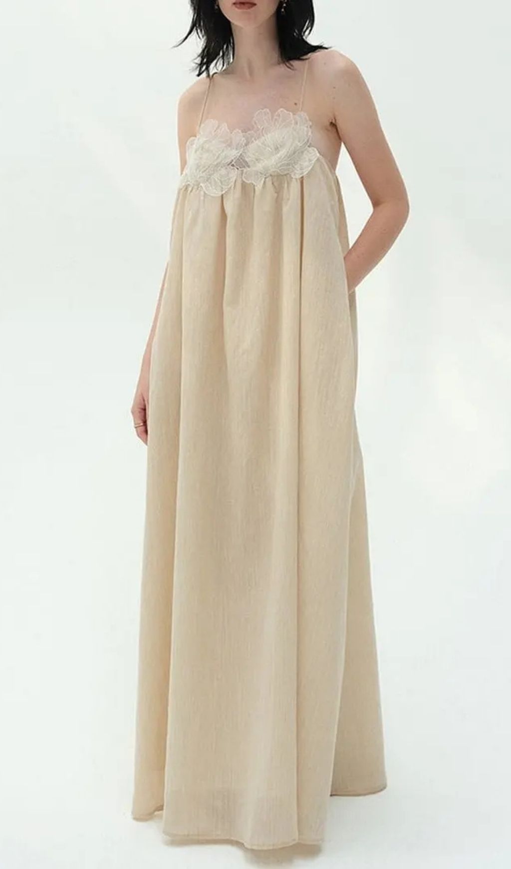 50e1dfe28a8f9ebc1782791c03ff3368 Iris-Patterned Halter Maxi Dress In Khaki