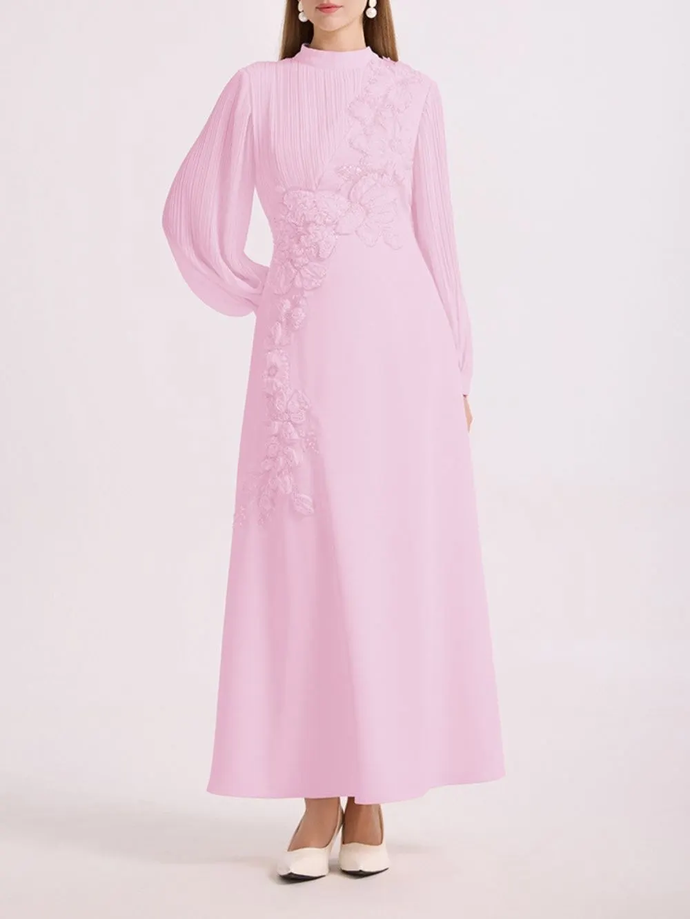 513bbc9252fcda1e432a24fb4afd3934 Mahsa Flower Long Sleeve Maxi Dress