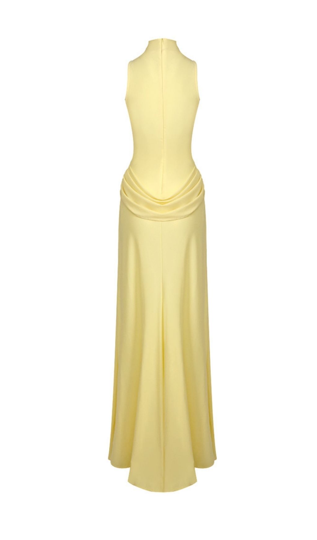 Fashionslee Women Gryta Yellow Halter Ruched Maxi Dress