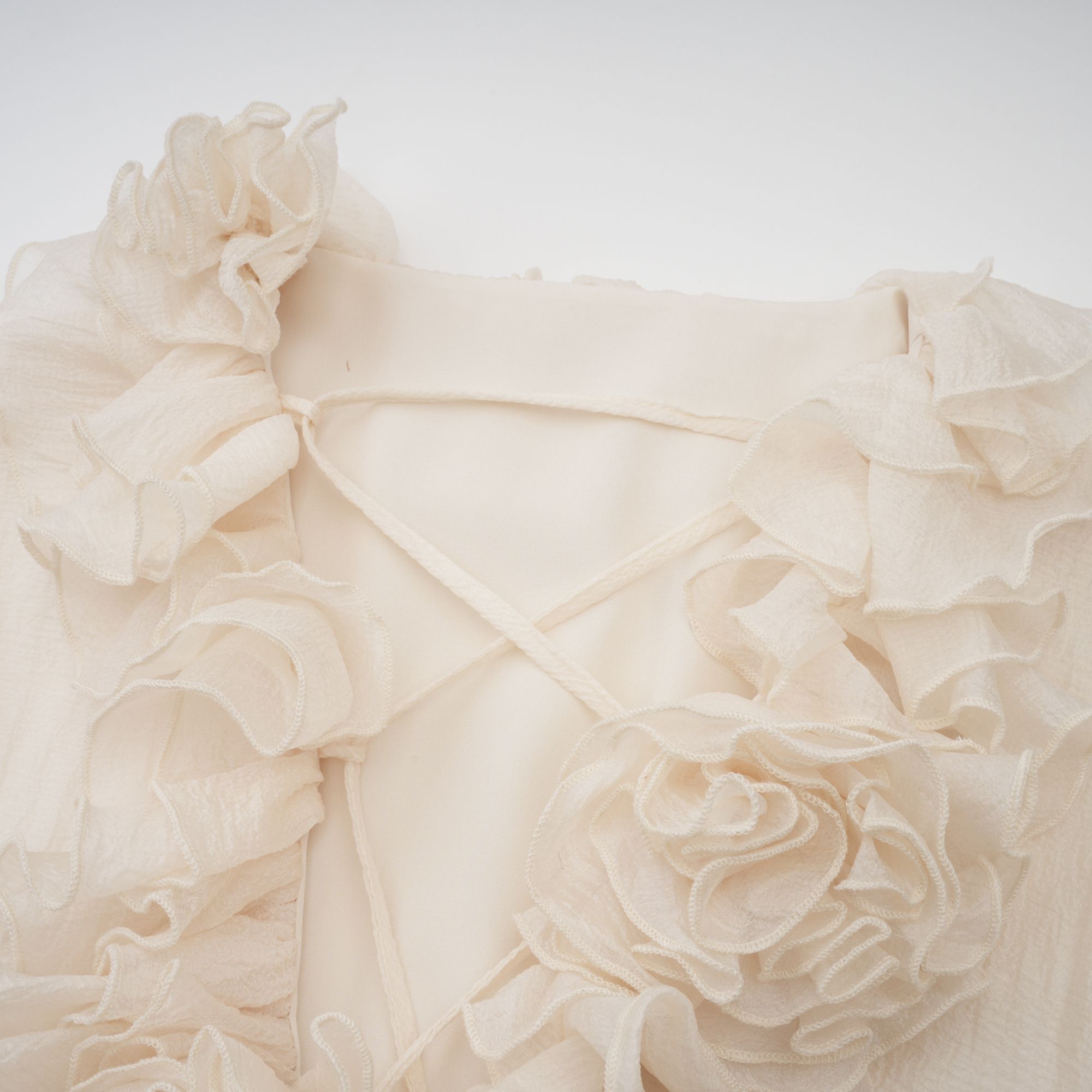 Zéphyrine Floral-Appliqué Tiered Mini Dress In Neutrals - OWNCI