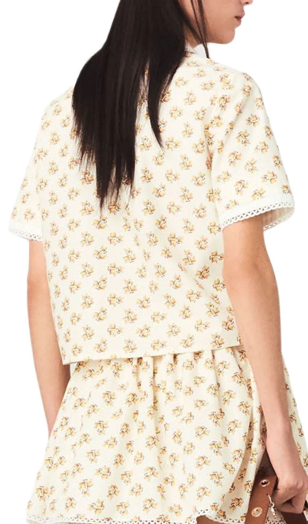 Fashionslee Women Printed Croquet Trim Shirt