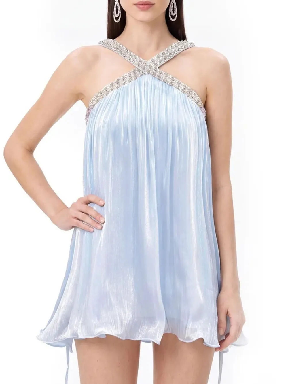 Ida Sleeveless Rhinestone Mini Dress - OWNCI Ida Sleeveless Rhinestone Mini Dress - OWNCI