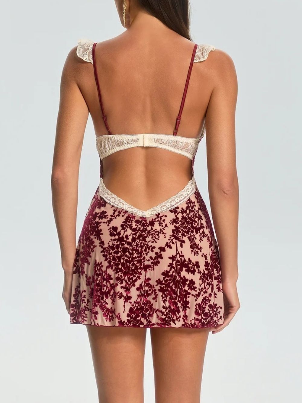 Ralvex Spaghetti Floral Lace Mini Dress - OWNCI