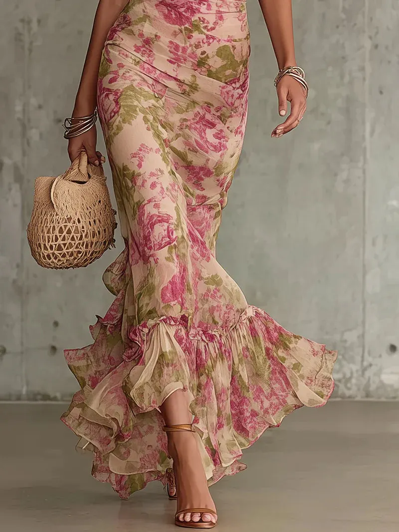 542b50772ba6377bd75cb44d7db65e61 Pamela Vintage Rose Print Maxi Dress With Puff Sleeves