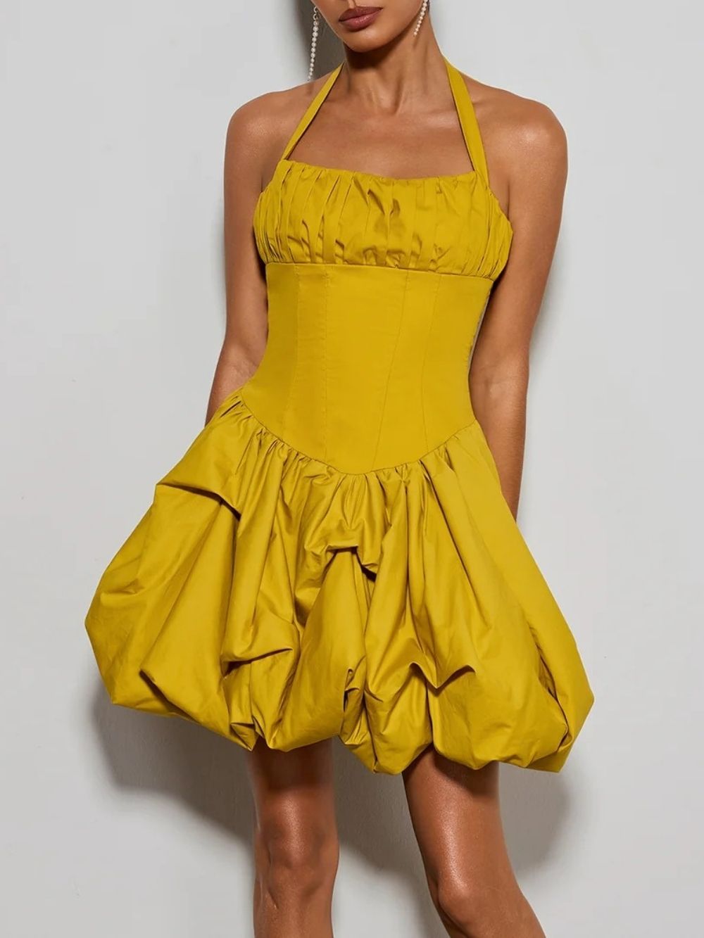 Zevareth Halterneck Bubble Mini Dress