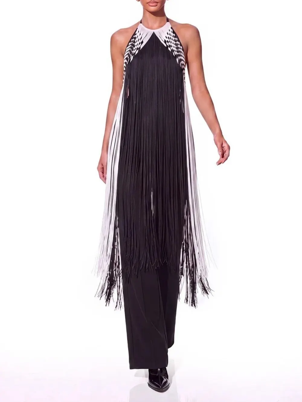 Pyrune Halterneck Fringe Midi Dress - OWNCI Pyrune Halterneck Fringe Midi Dress - OWNCI