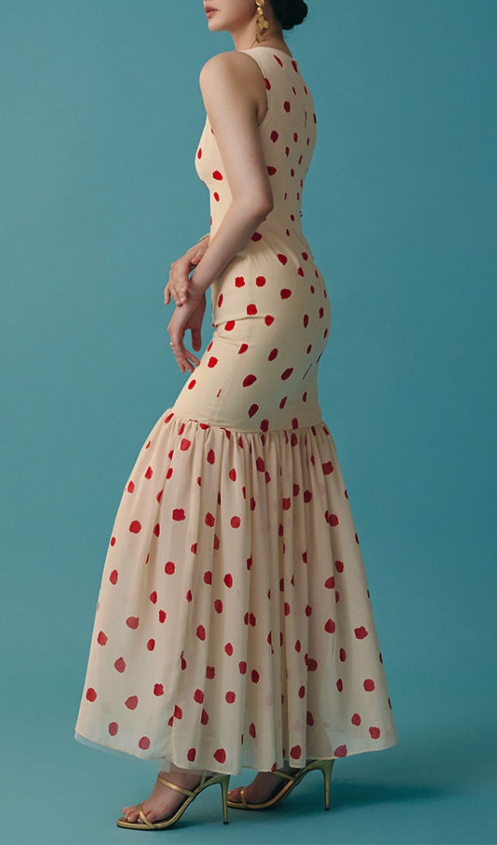 Fashionslee Women Lilit Sleeveless Dot Maxi Dress