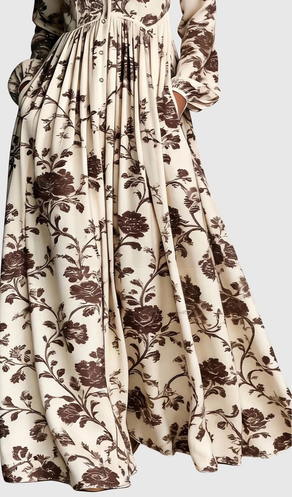 55d50732e32b8c83de1f3a0d268ddcd6 Judie Floral Print Maxi Dress - Brown