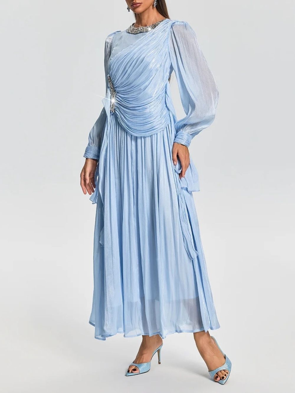 56eefcf4ea8659cd740f15be18ad8bdd Ilveron Crystal Ruched Maxi Dress