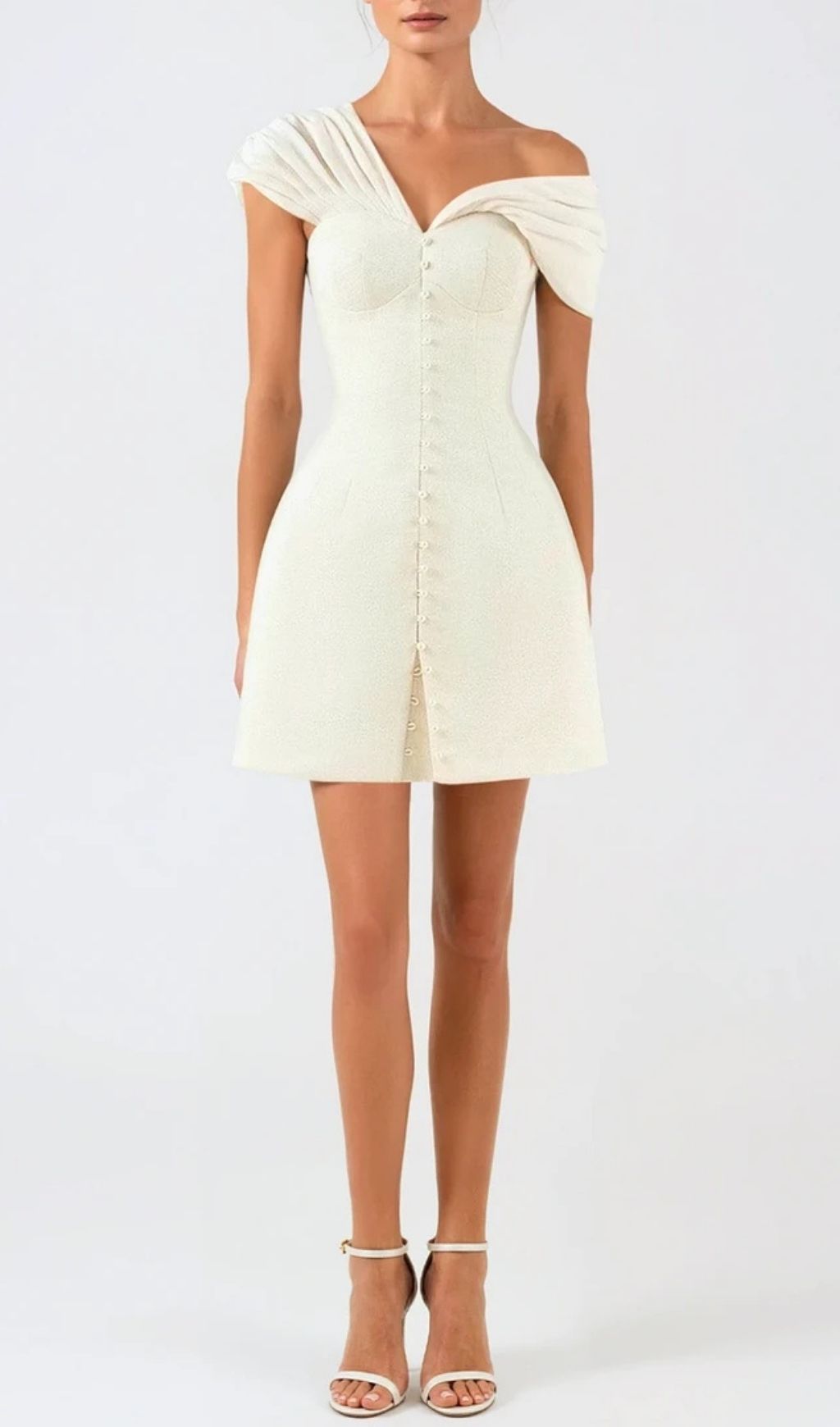 Luzasa Off Shoulder Buttoned Mini Dress