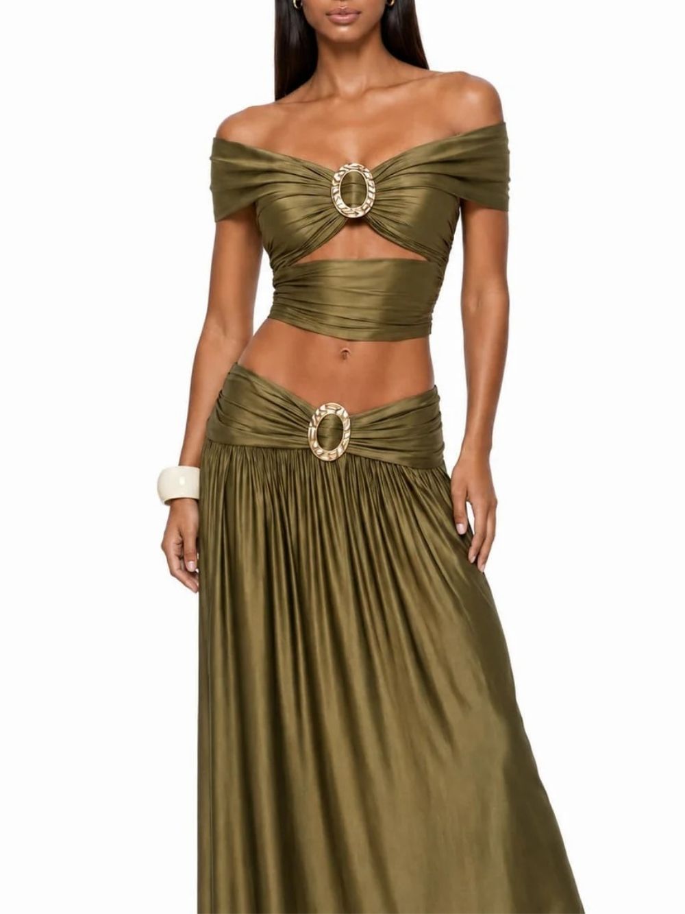 Pravena Off Shoulder Ruched Skirt Set - OWNCI Pravena Off Shoulder Ruched Skirt Set - OWNCI