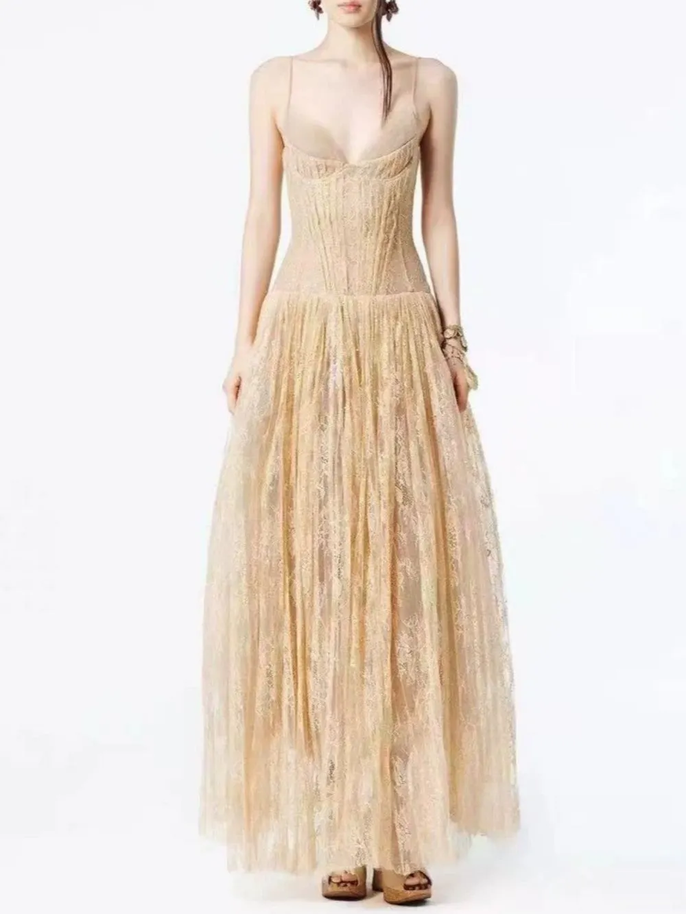 Mahesa Strappy Lace Maxi Dress