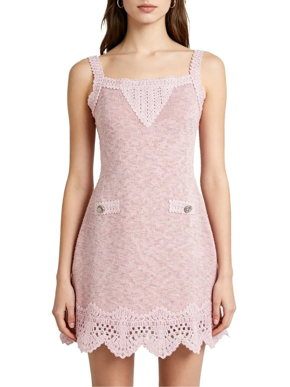 Madlaina Pink Knit Mini Dress