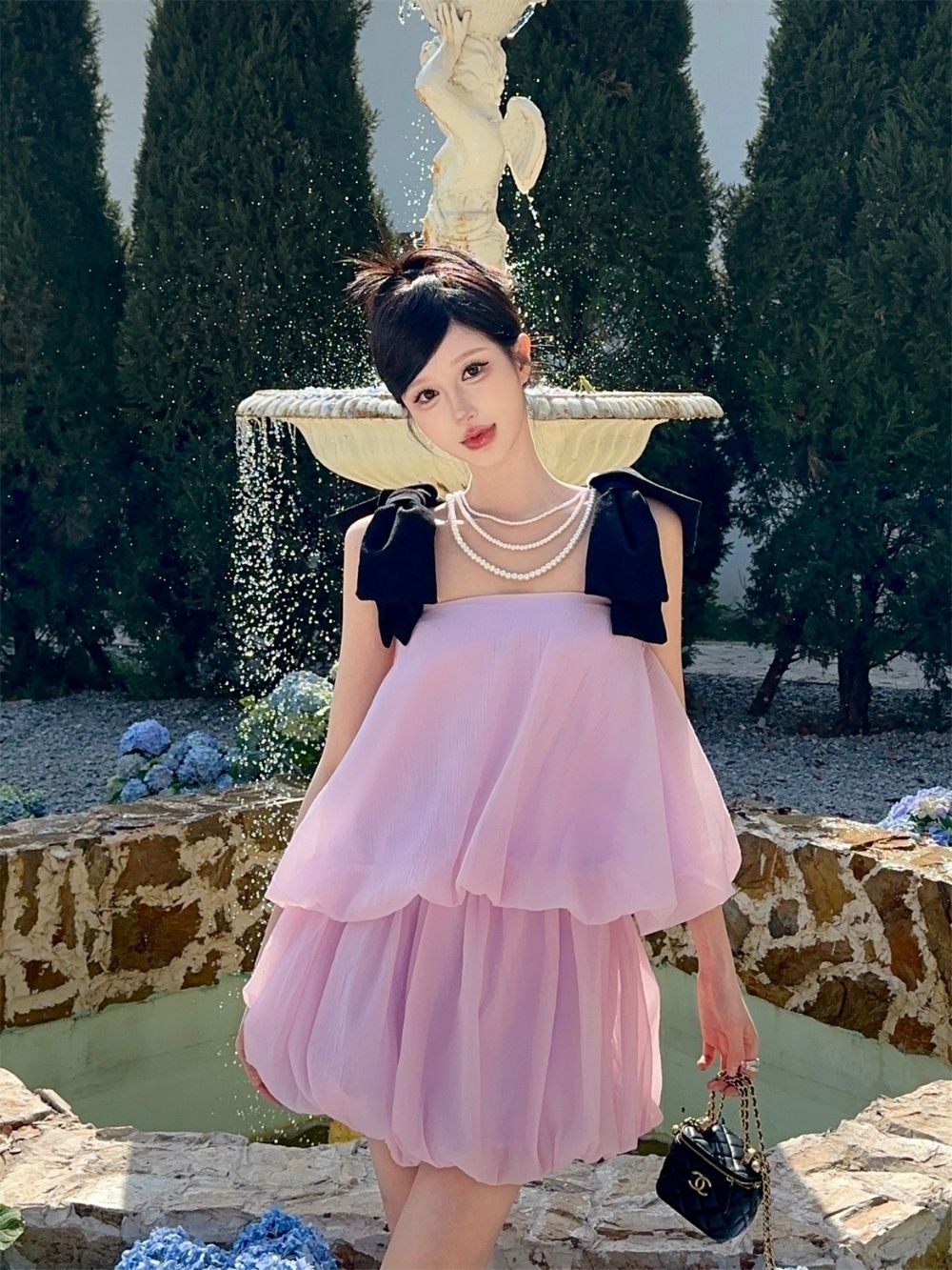 Ermias Tiered Bubble Mini Dress