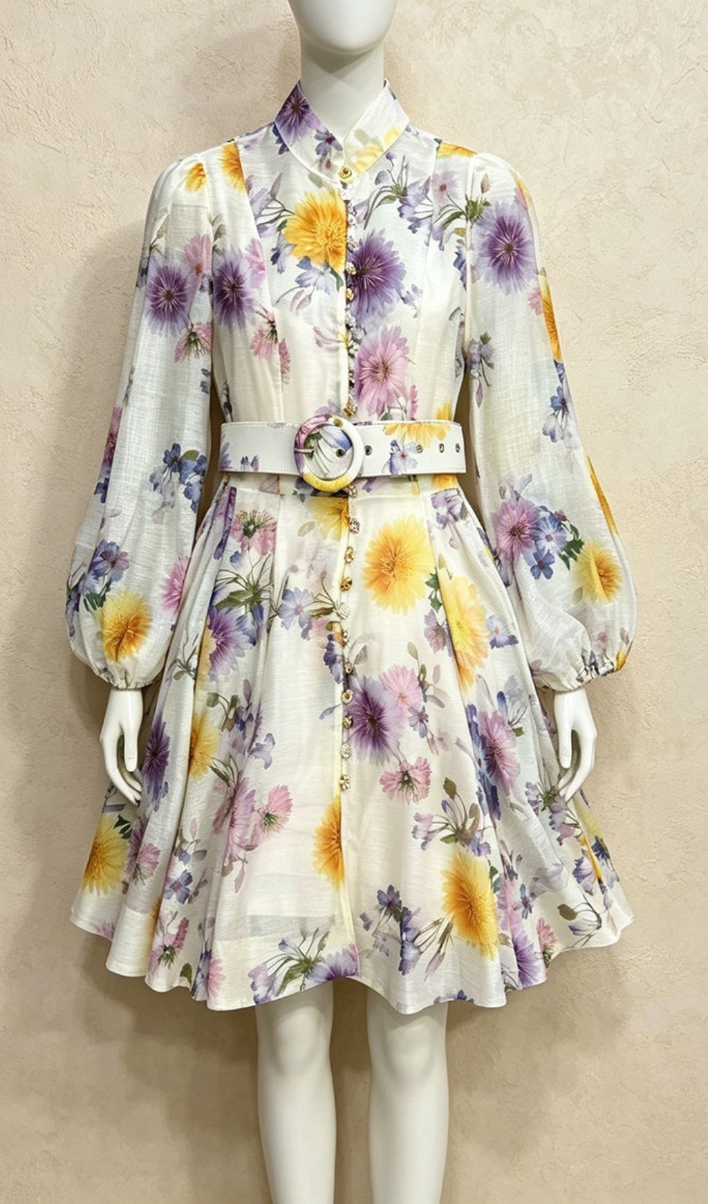 Fashionslee Women Maggie Floral Long Sleeve Mini Dress