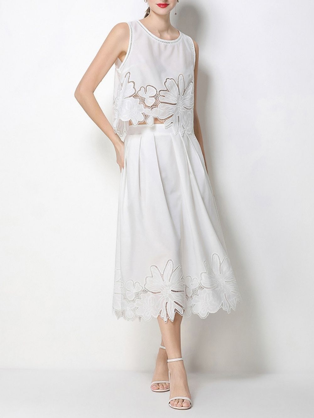 Mahlia White Flower Two-Piece Set - OWNCI Mahlia White Flower Two-Piece Set - OWNCI