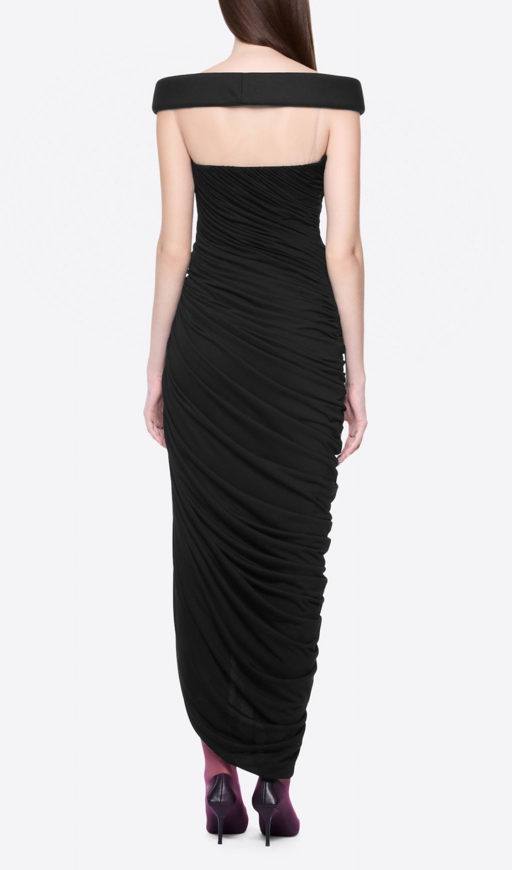 59394138e8b971df63fd394a483106e3.jpg Lavin Black One-Shoulder Ruched Maxi Dress - black, textured maxi dress by OWNCI