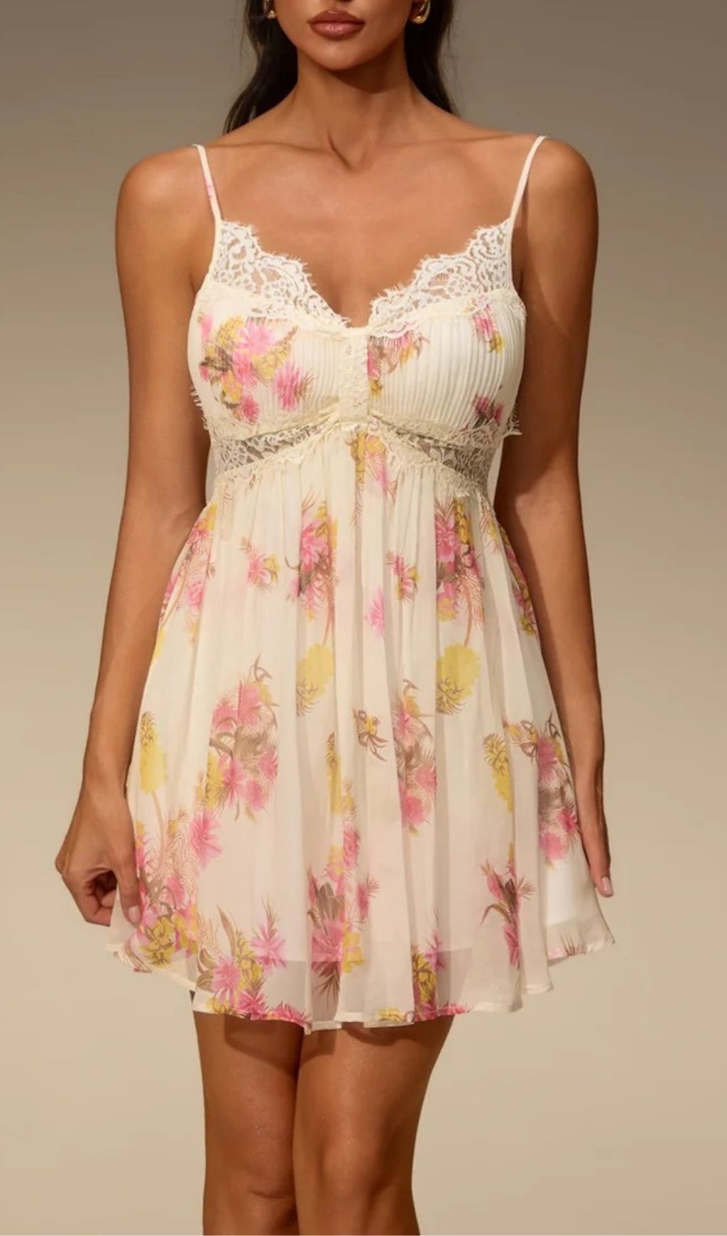 Fashionslee Women Tervon Spaghetti Floral Lace Mini Dress