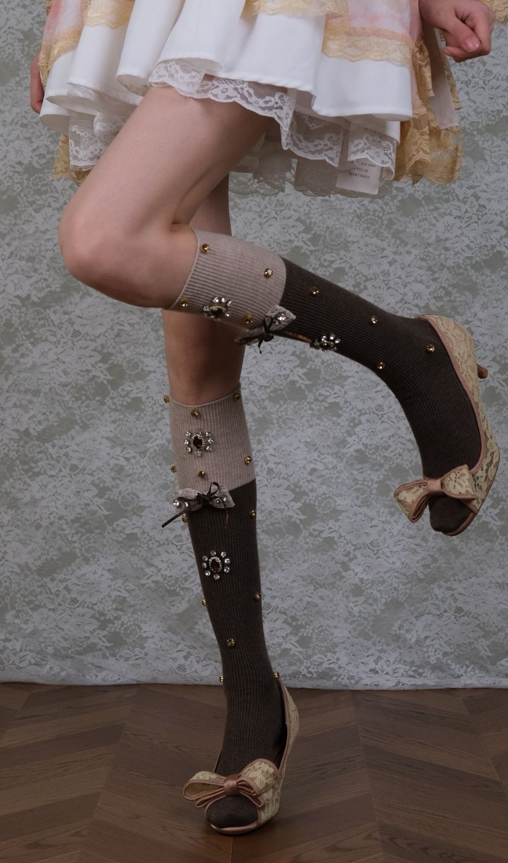 Diamante Embellished Bow Stockings