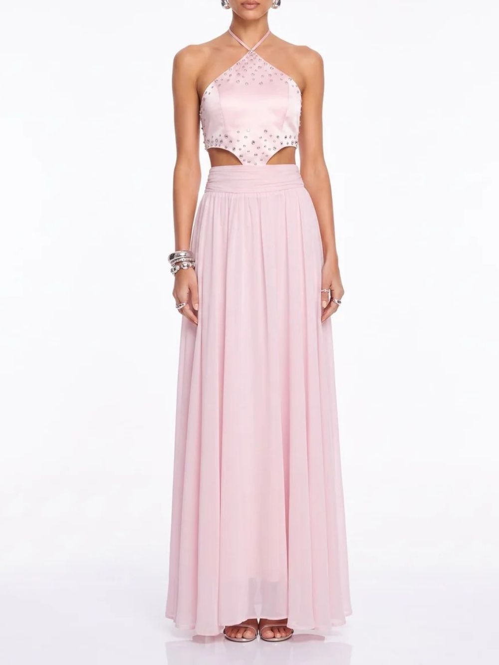 Tavrix Halterneck Rhinestone Skirt Set