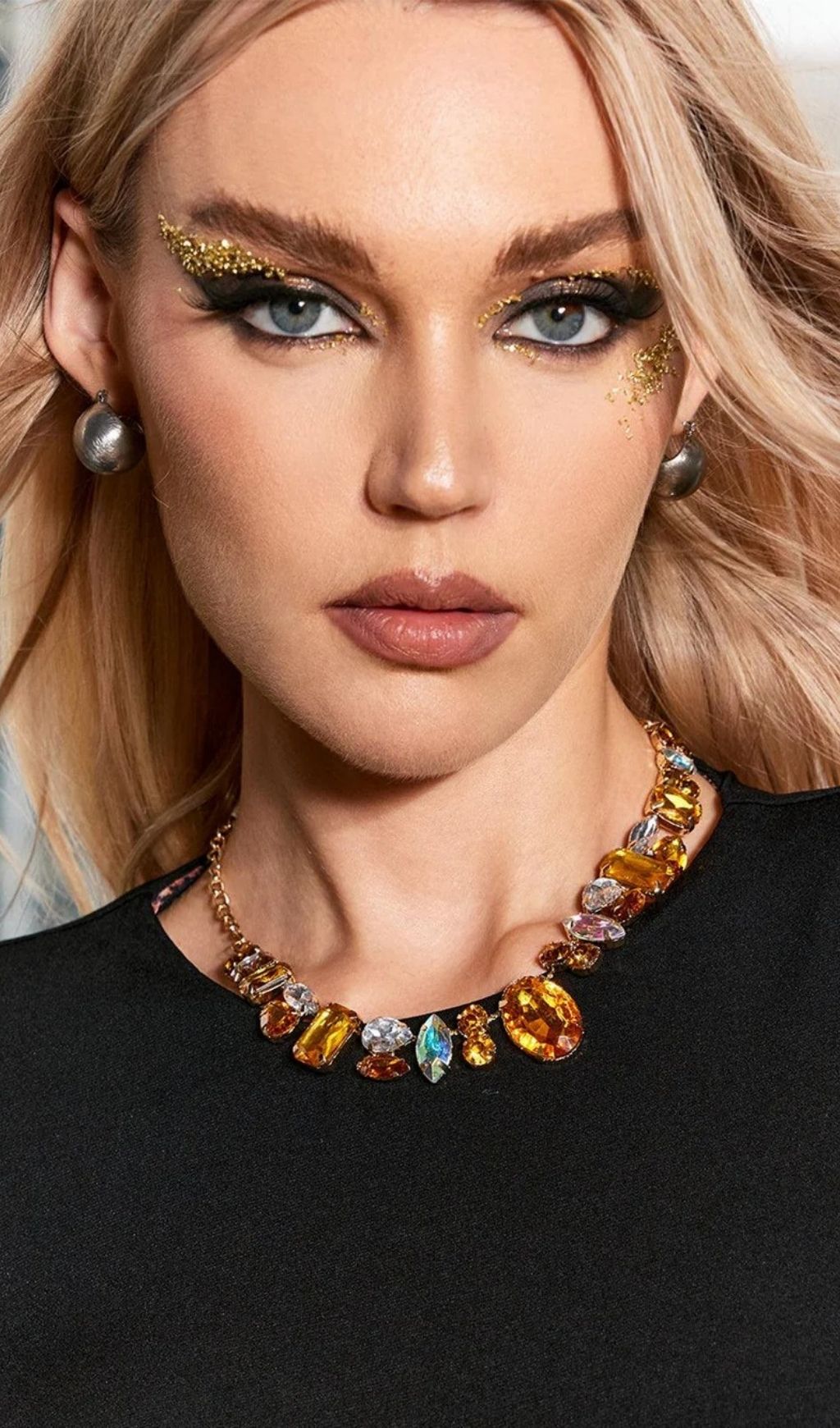 Fashionslee Women Craco Crystal Embellished Necklace In Yellow