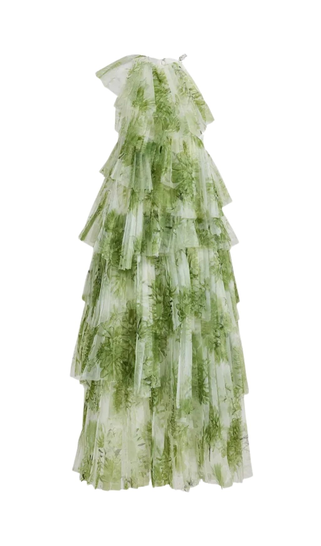 Claire Green Floral Print Pleated Layer Maxi Dress - OWNCI Claire Green Floral Print Pleated Layer Maxi Dress - OWNCI