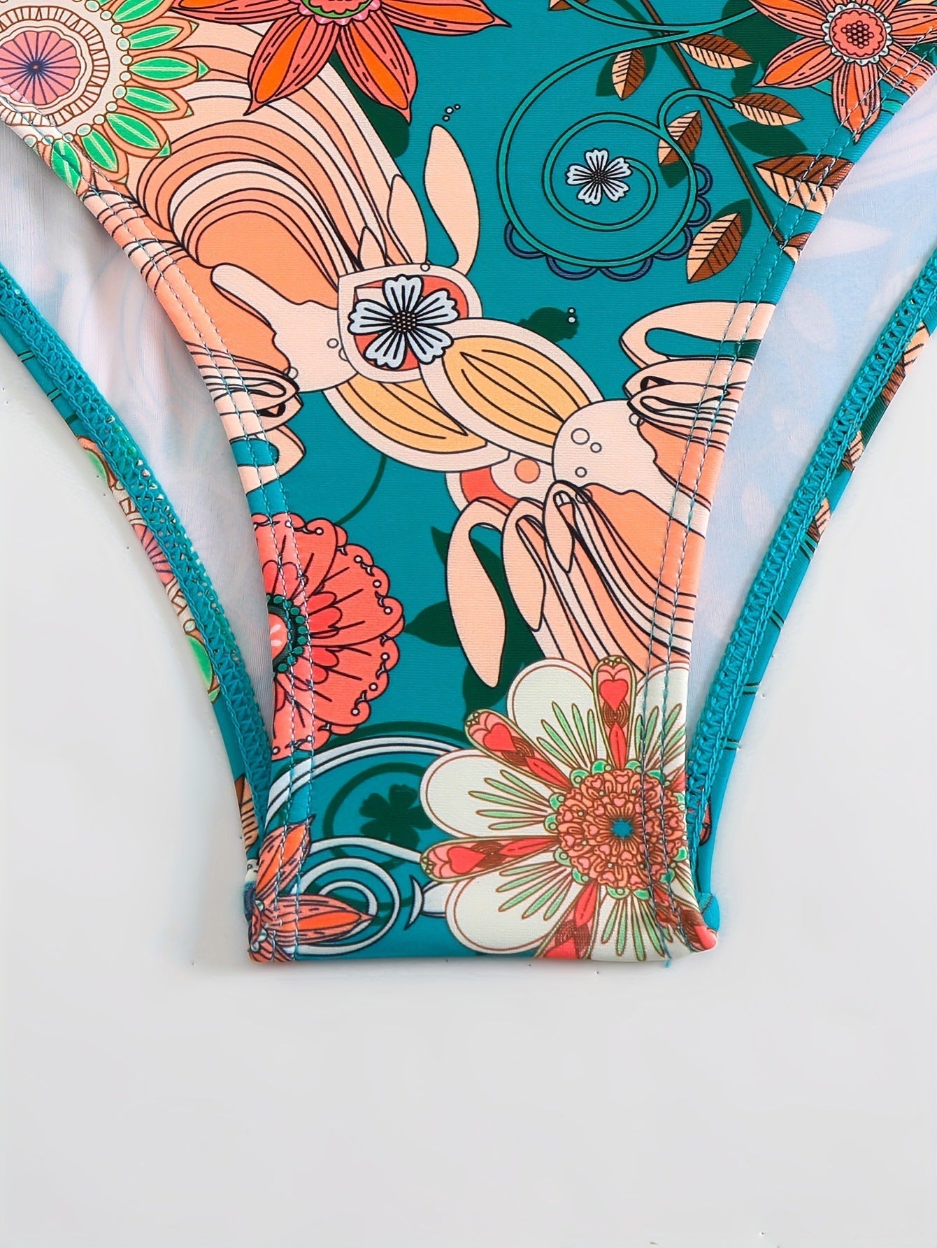 V-Neck Floral Print Ruffle Bikini - OWNCI V-Neck Floral Print Ruffle Bikini - OWNCI