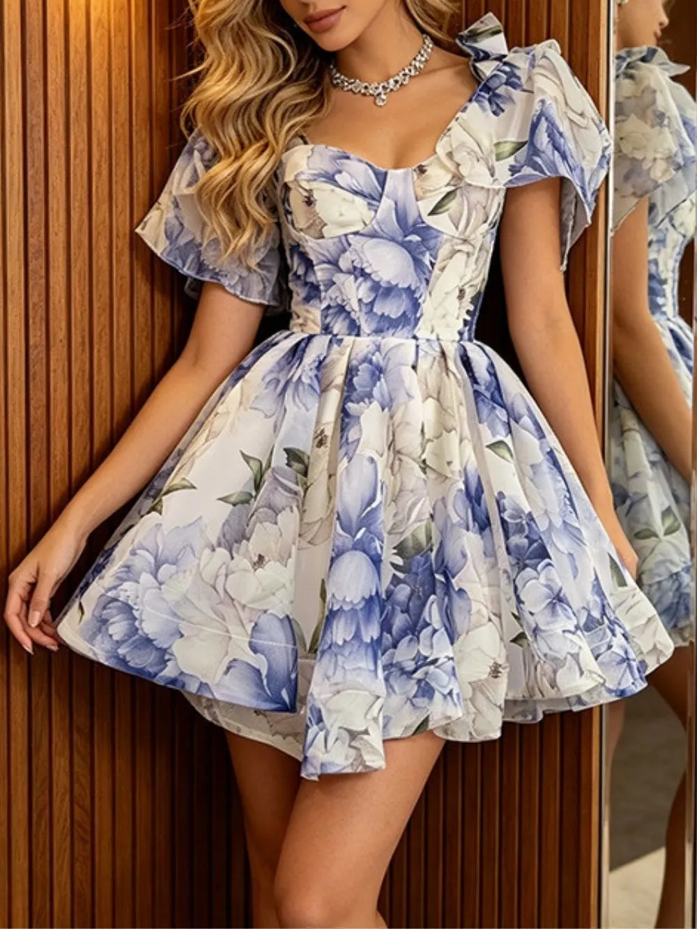 Madra Floral Printed Mini Dress - OWNCI