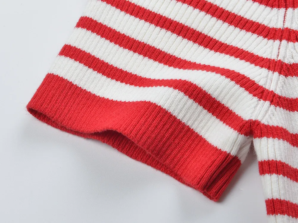 Striped Knit Boat Neck Top - OWNCI Striped Knit Boat Neck Top - OWNCI