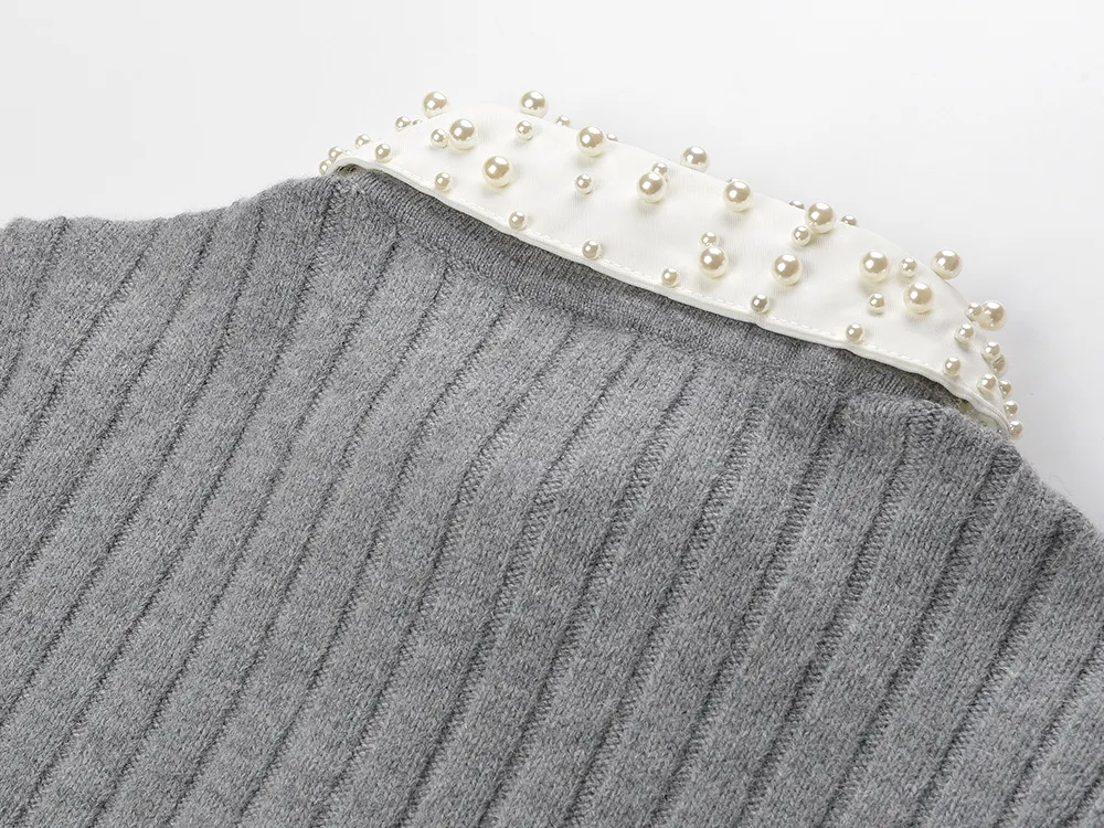 5cb0948a39695cea455efe16ff09084b Beaded Collar Ribbed Sweater