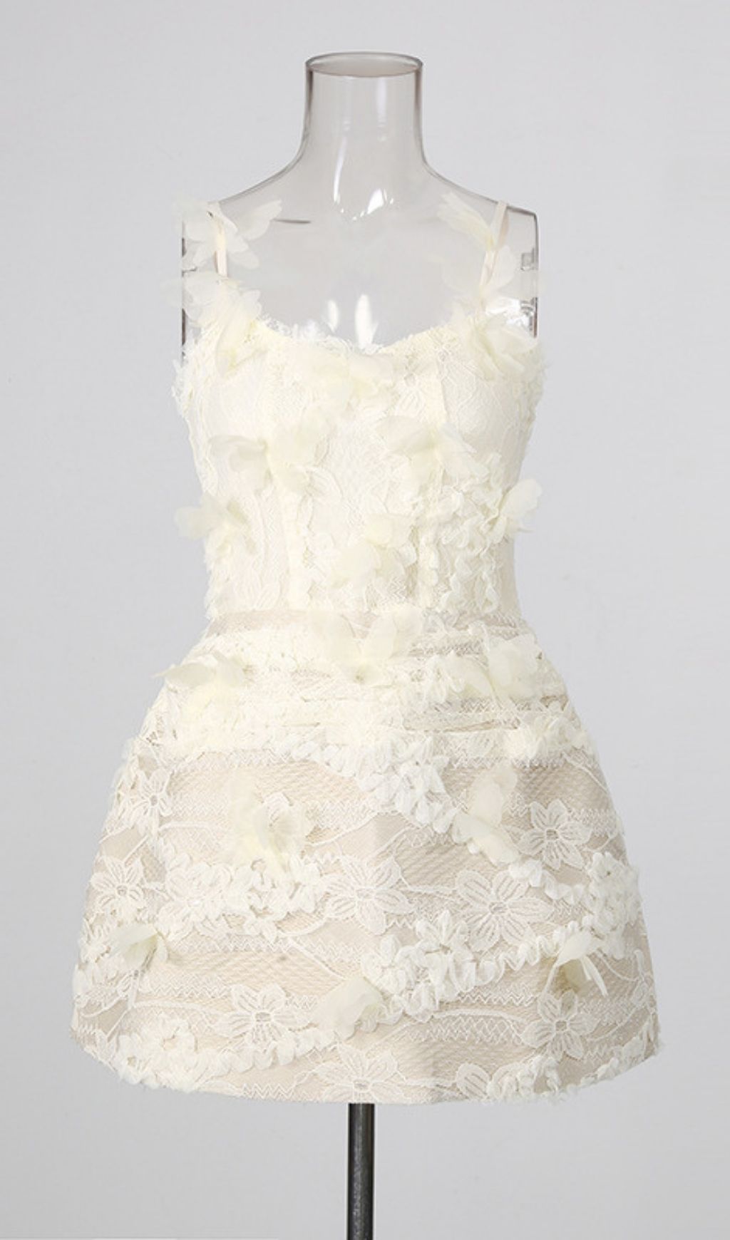 Fashionslee Women Leyna Strappy Flower Embroidery Mini Dress