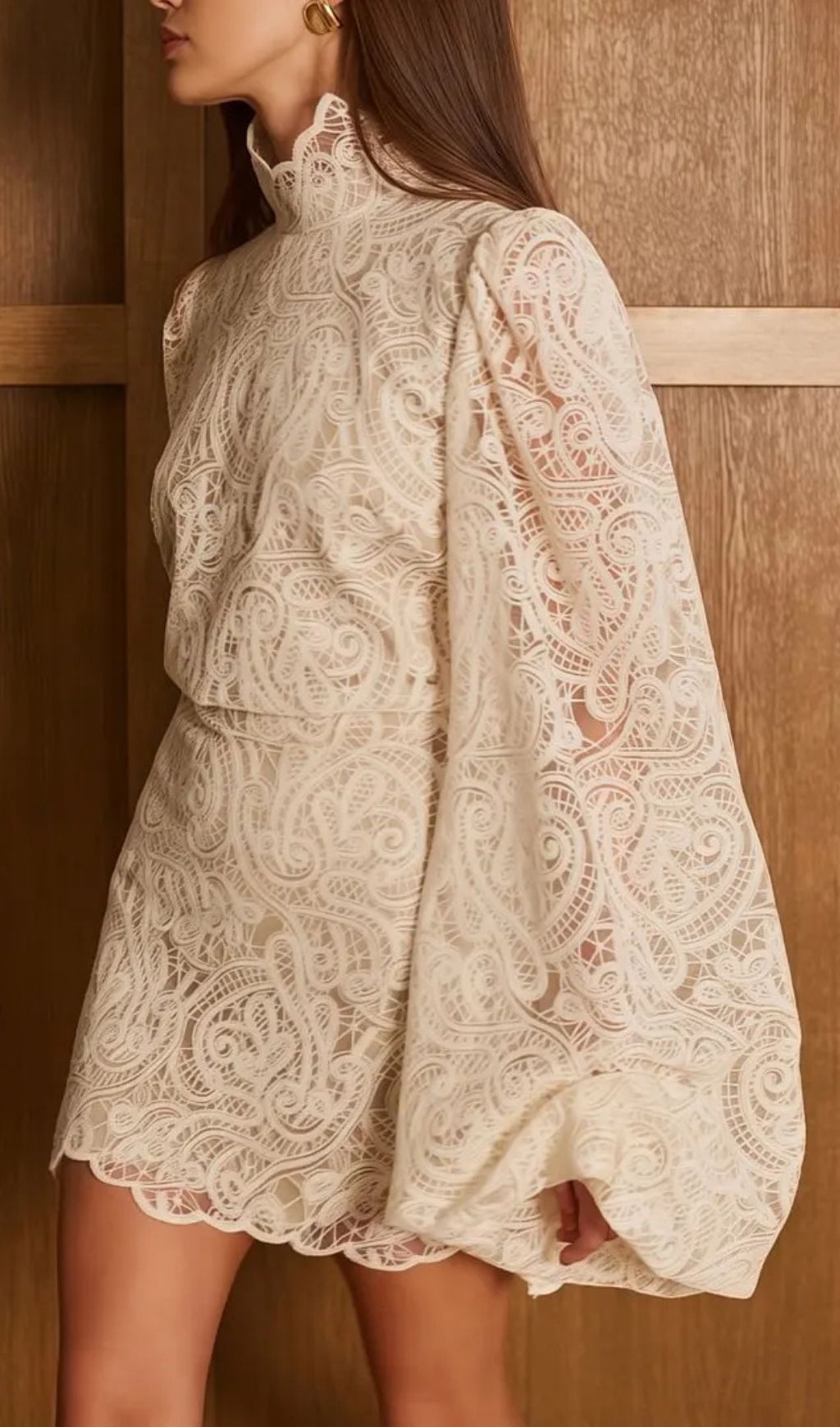 Eulalie Cream White Lace Blouse & Skirt Set