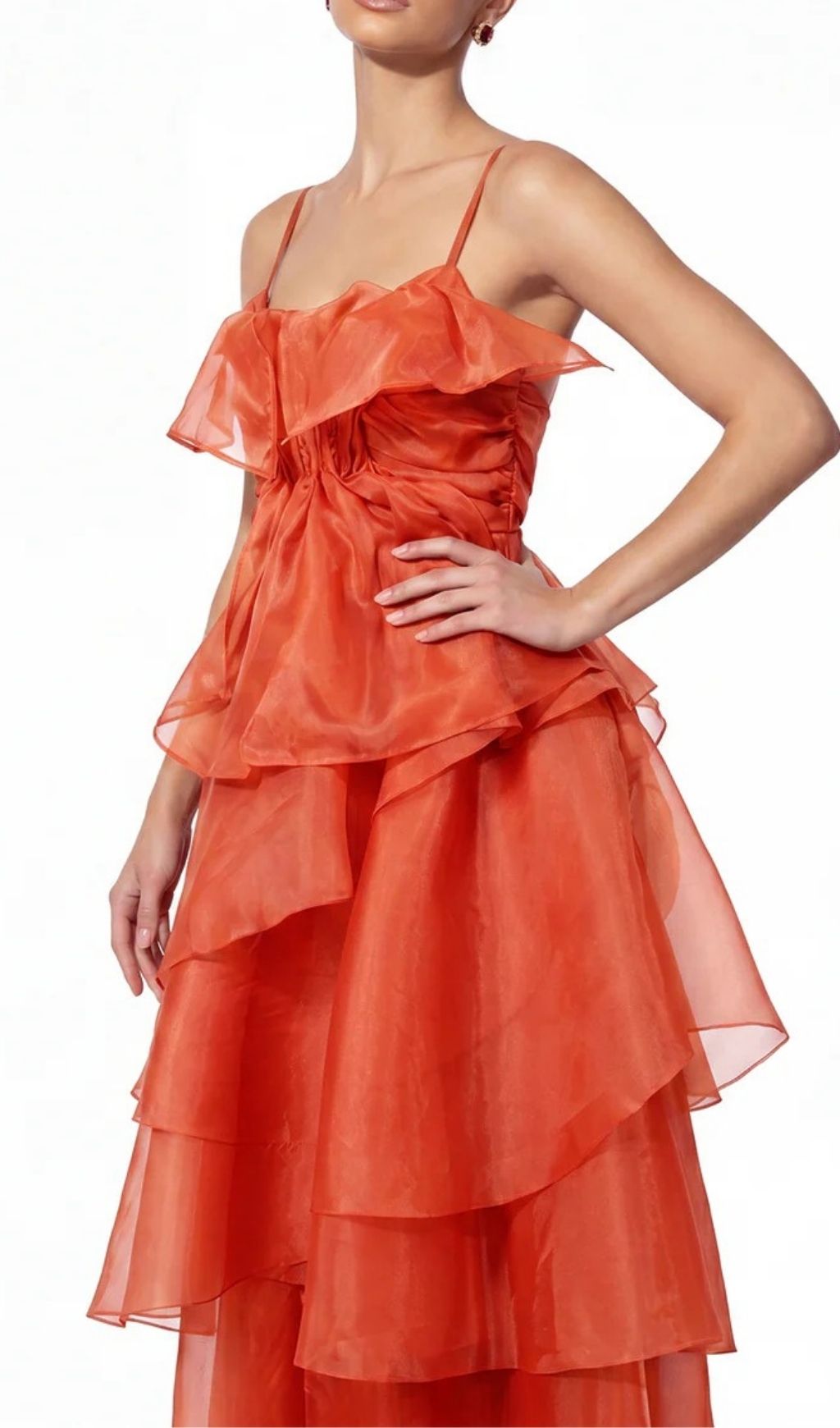 Fashionslee Women Varesa Spaghetti Ruffle Maxi Dress