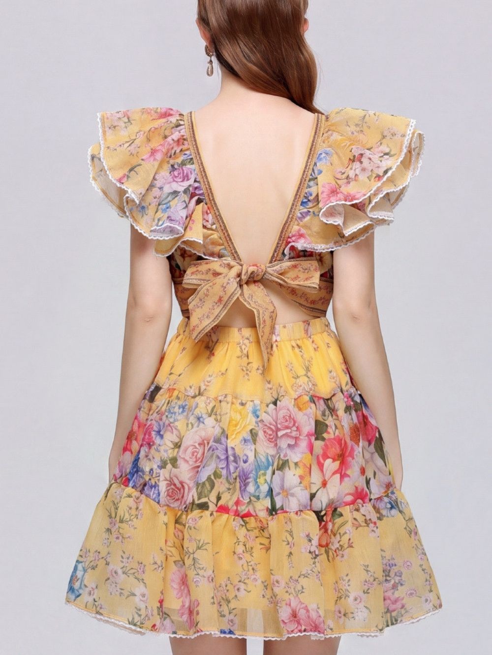 Mahal V-Neck Floral Mini Dress - OWNCI
