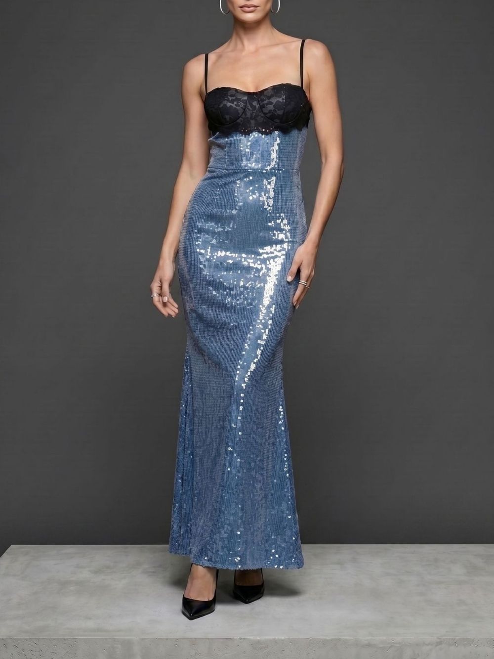 5e0406a437a7fa564290e39c93fce5bf MAELIE BLUE SEQUIN STRAPLESS MAXI DRESS FOR PARTY