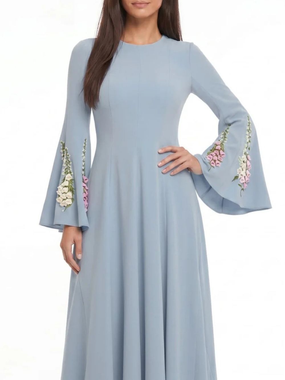 Vestra Flared Sleeve Flower Maxi Dress