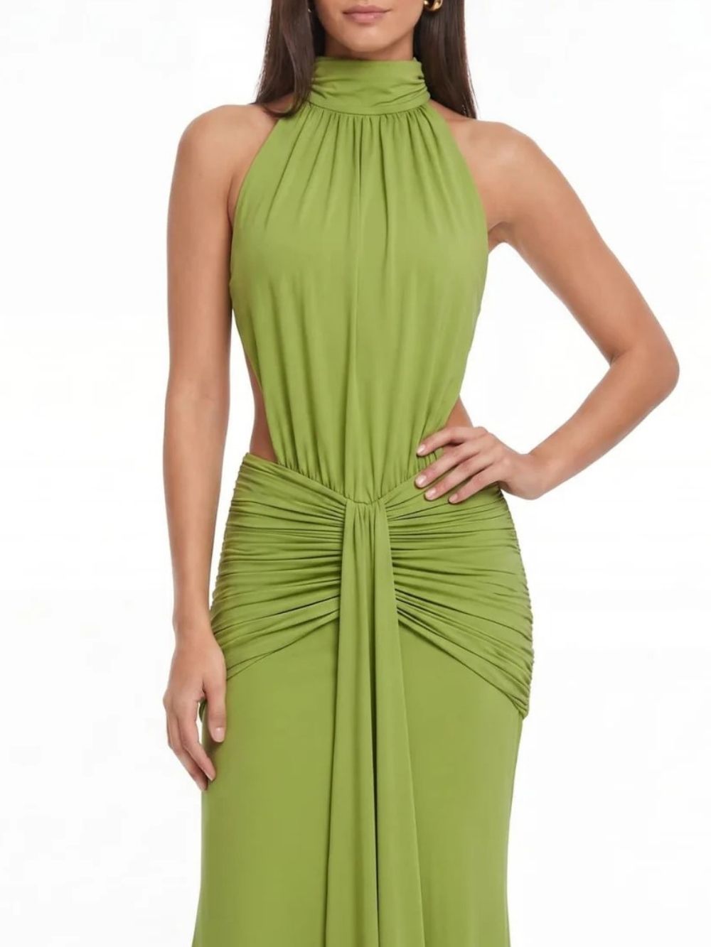 Fashionslee Women Drakar Backless Ruched Maxi Dress