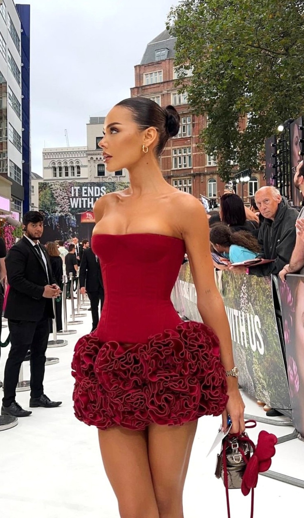 5f03289d65df5d76e43376730b5d5380 Becca Red Strapless Corset Flower Mini Dress