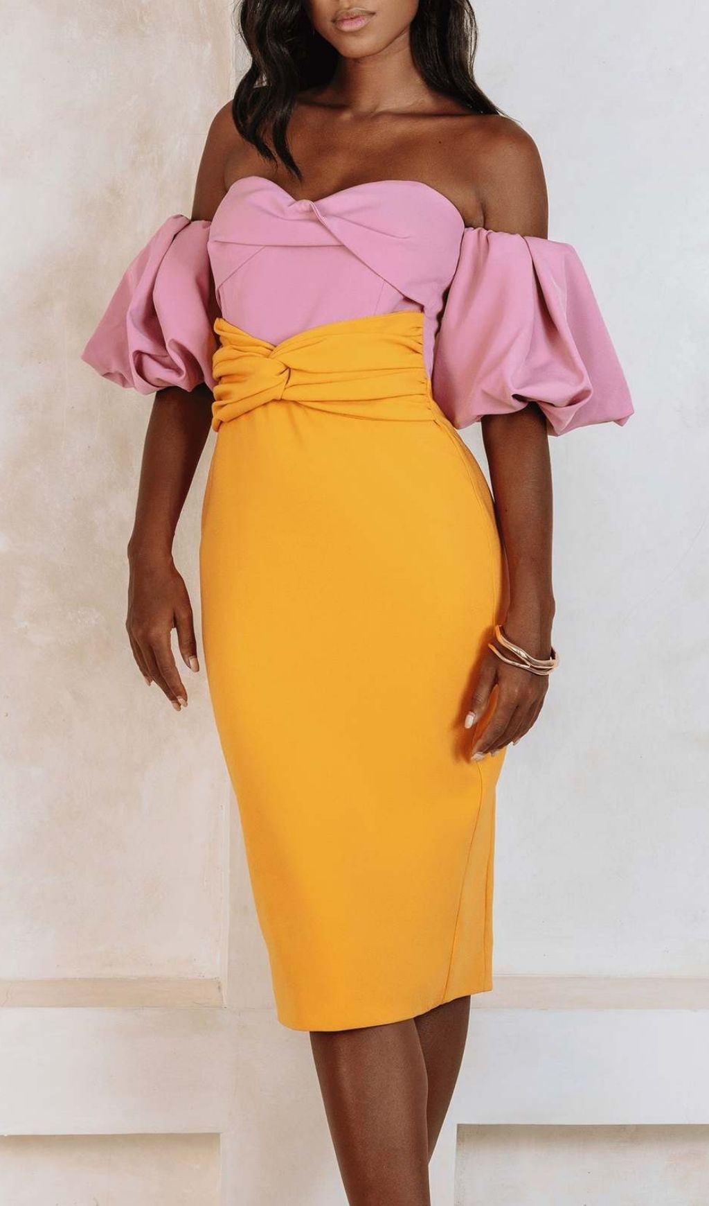 Lavada Puff Sleeve Midi Dress for Party - midi dress by OWNCI