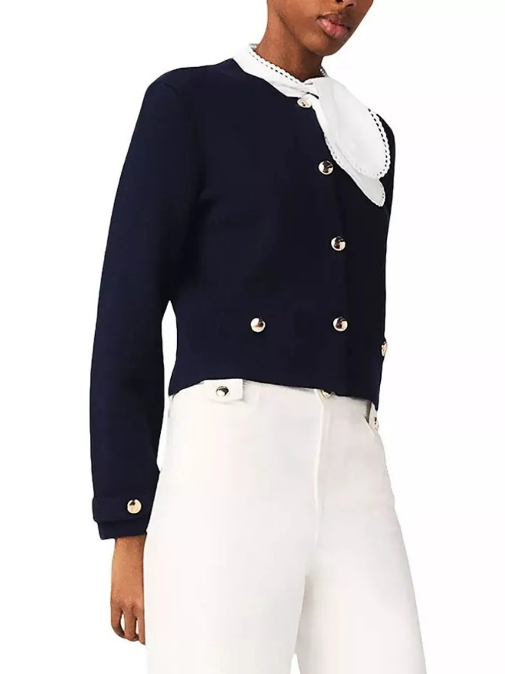 Detachable Embroidered Collar Cardigan - OWNCI