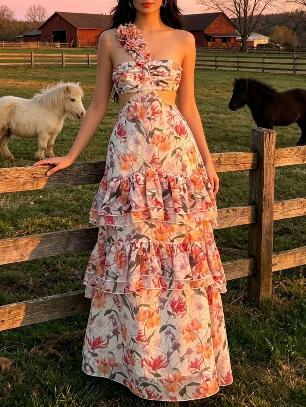 Mako Printed Cutout Maxi Dress