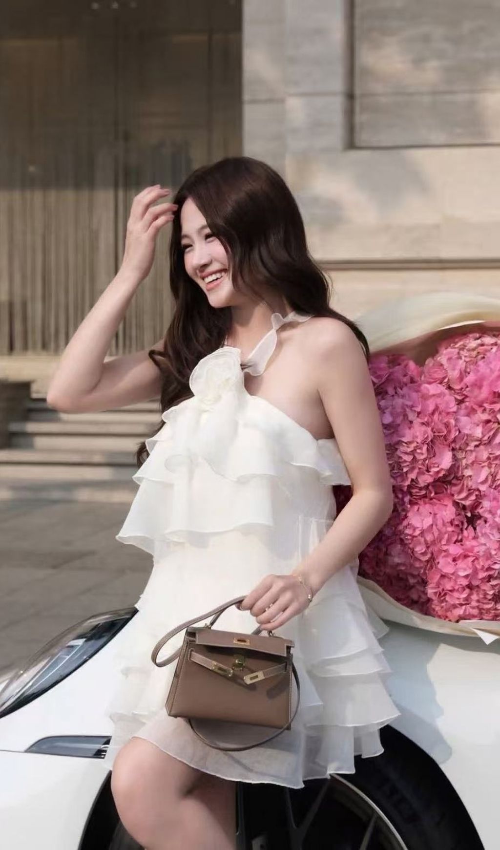 60680ecae3c8def161067814eb2133c6 Rebecca Halterneck Ruffle Mini Dress In White