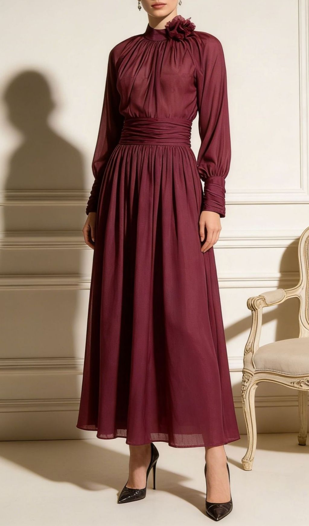Fashionslee Women Leryn Flower Embellished Top & Maxi Skirt Set
