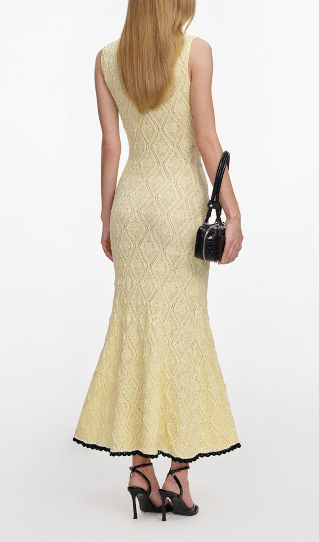 Fashionslee Women Madelynn Yellow Sleeveless Knit Midi Dress