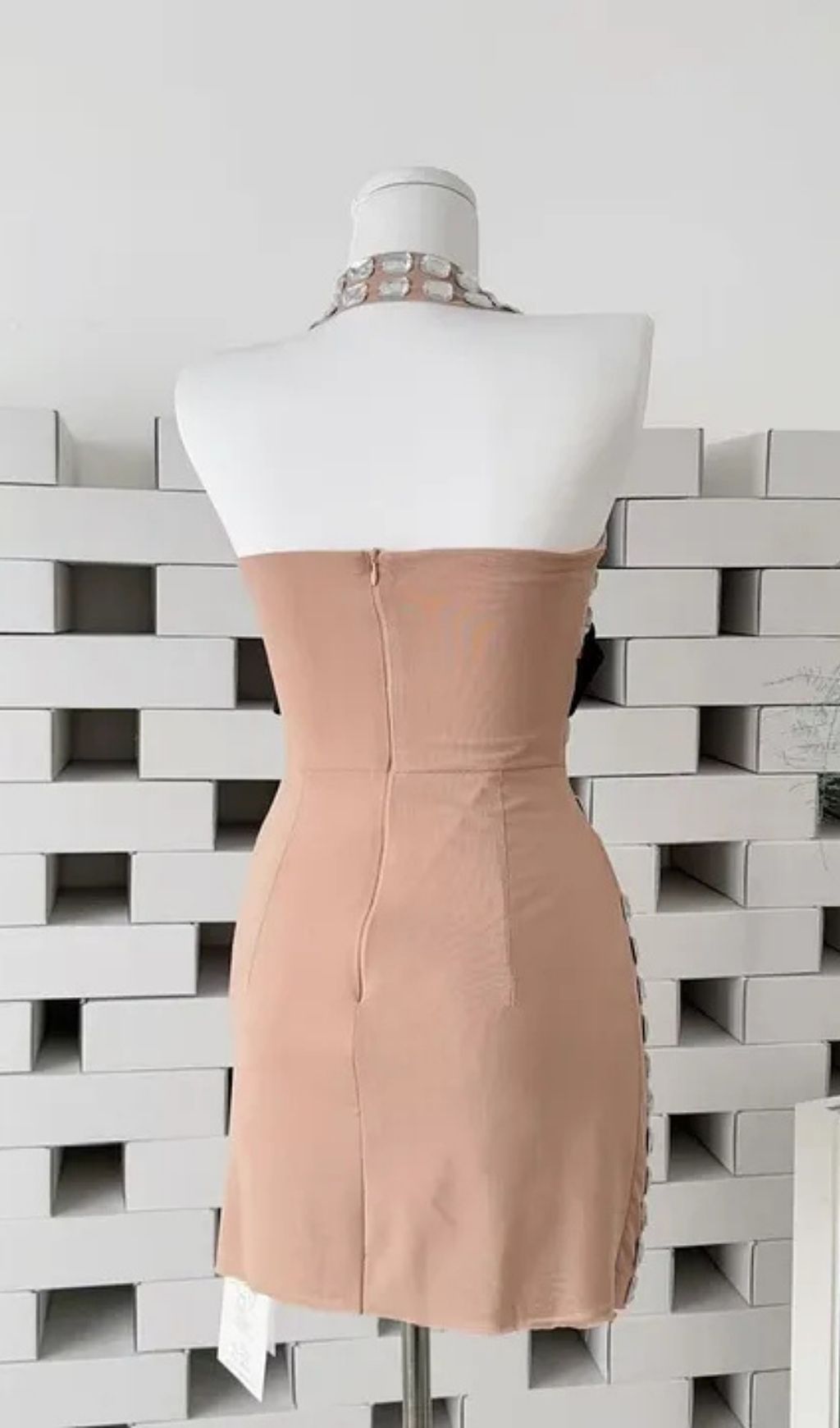 Kettle Halter Bow Rhinestone Mini Dress