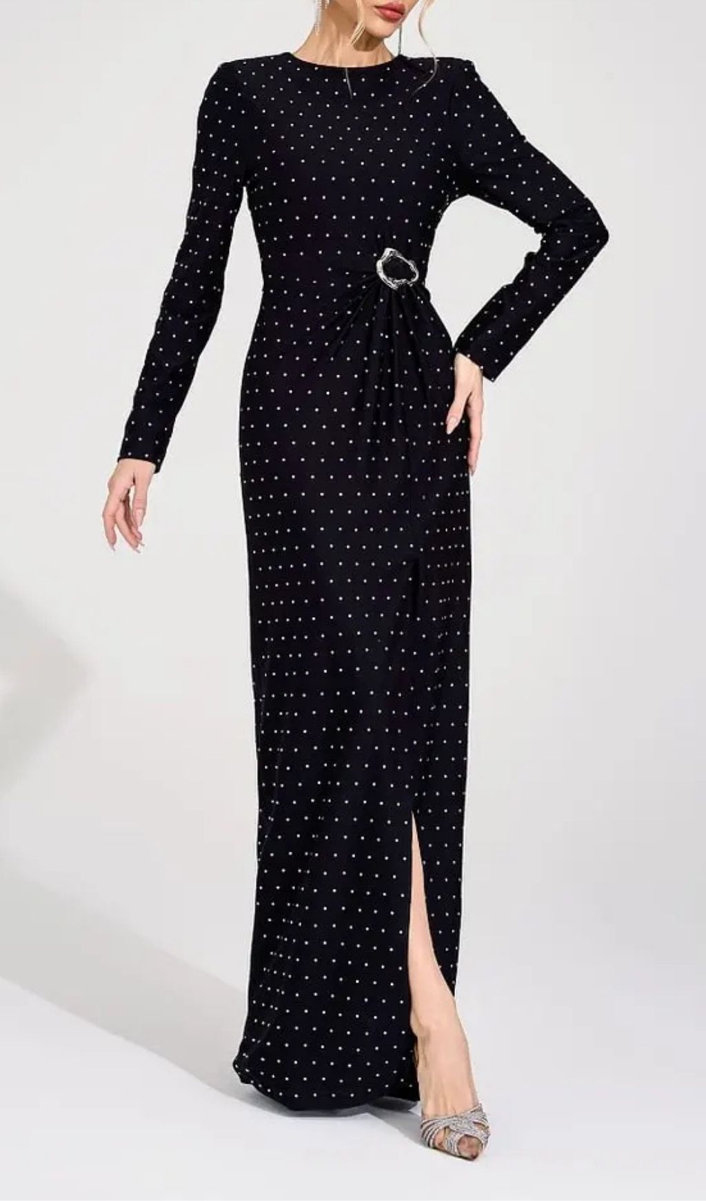 Roxanne Black Diamond High Slit Maxi Dress